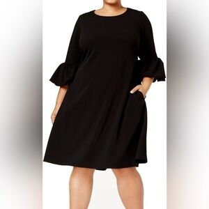 Betsy & Adam Women's Plus Size Bell-Sleeve A-Line Dress size 20W Black